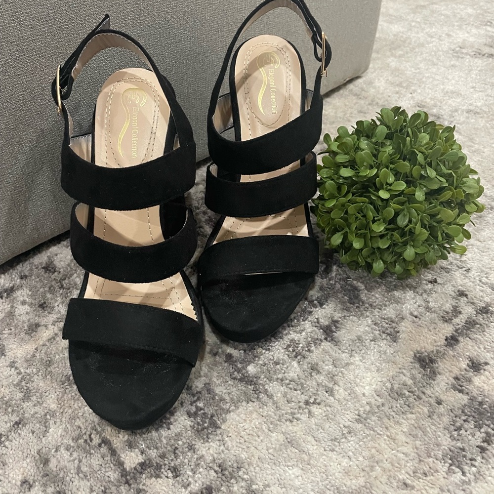 Elegant Women's Black Suede Heels, only worn twice